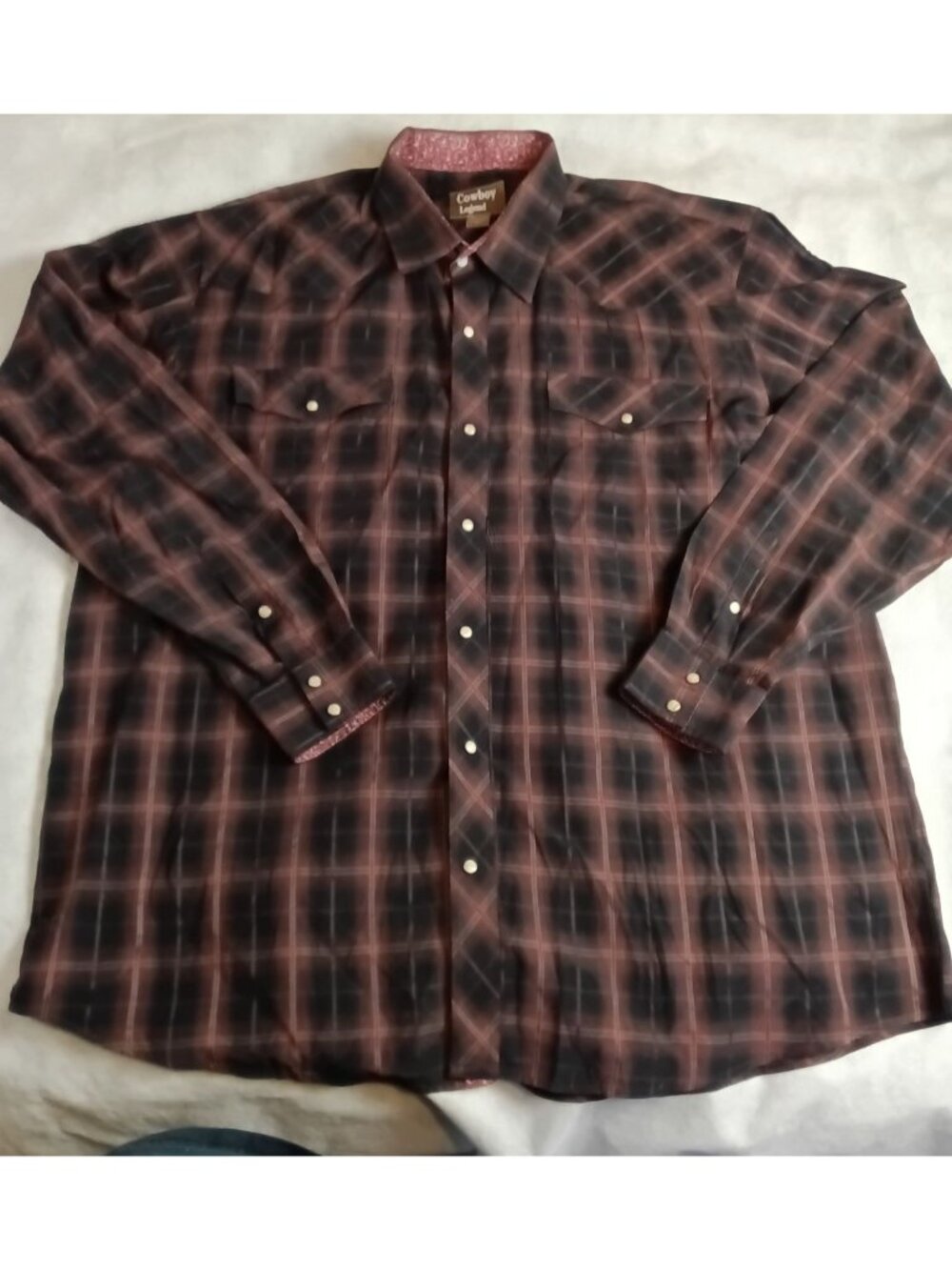 Cowboy Legend Metal Snap Shirt 4XLT Tall Western Plaid Long Sleeve